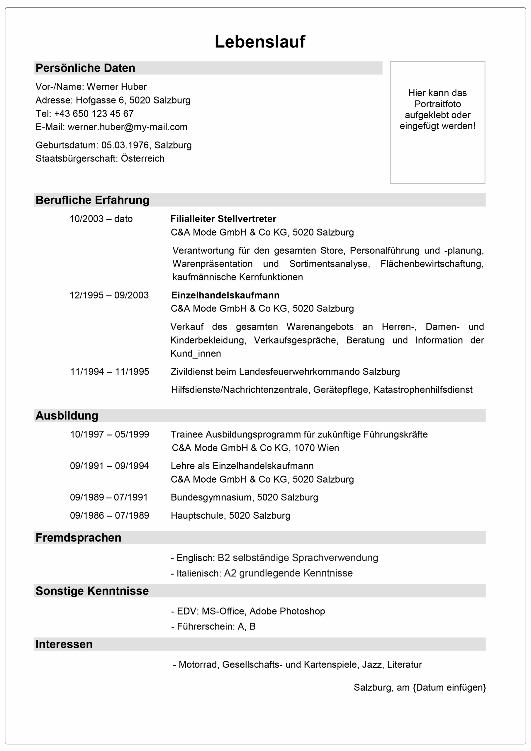 önéletrajz minta önéletrajz