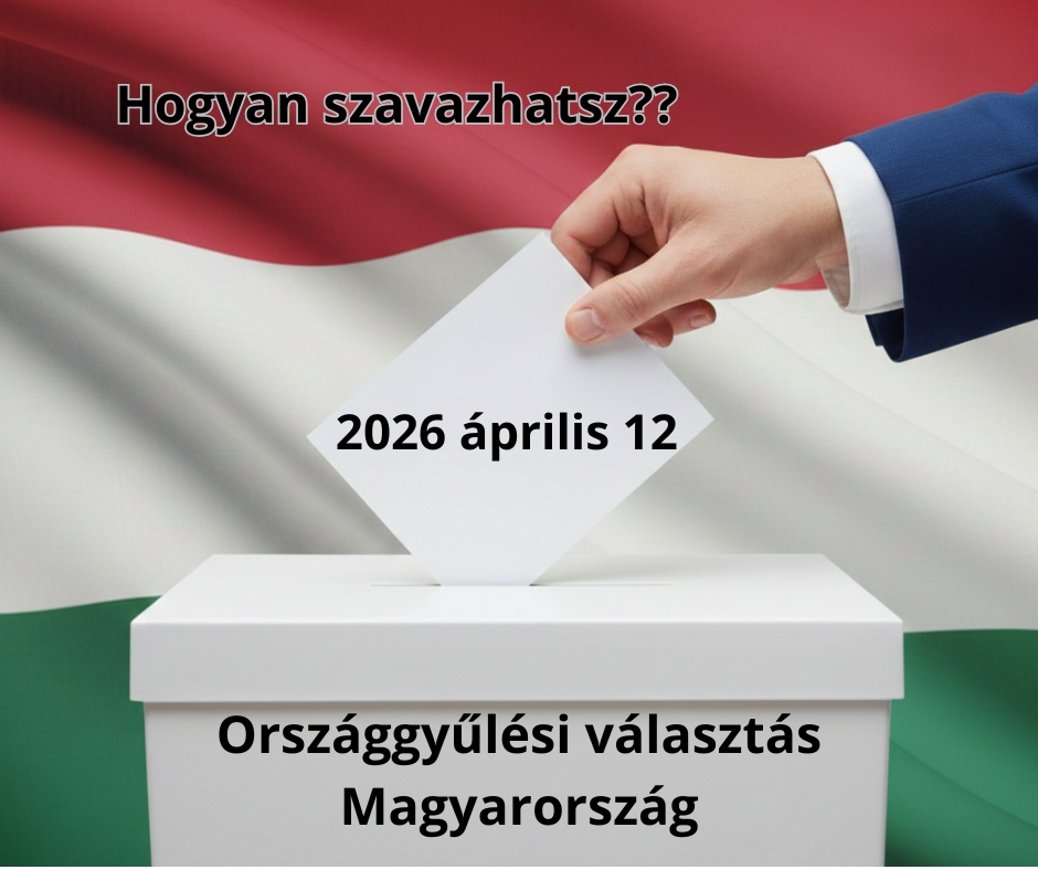 Országgyűlési választás Magyarország zászló előtt egy kéz szavazólapot dob az urnába